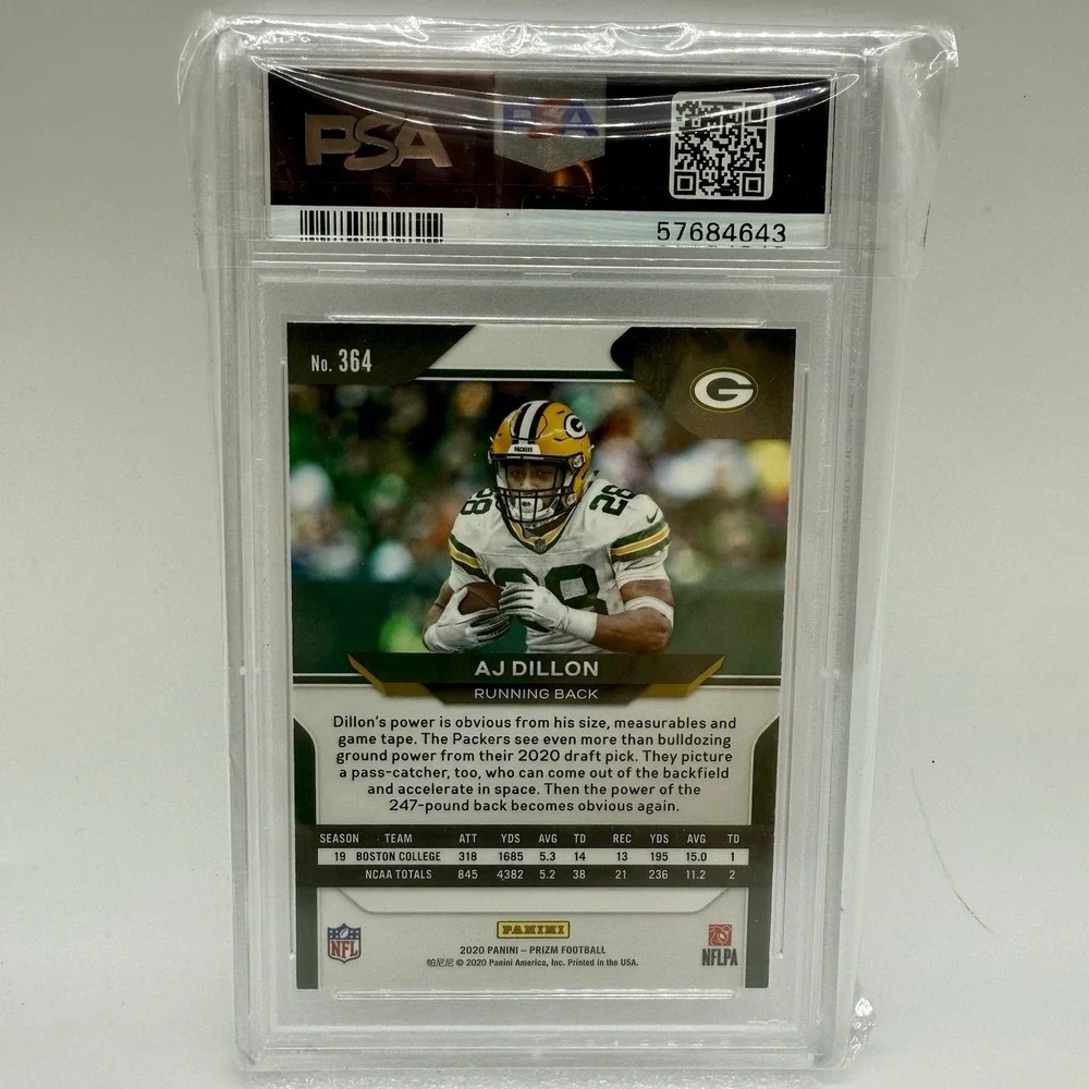 2020 PANINI Prizm AJ DILLON‎ #364 RC Rookie Card PSA GEM MT 10 Green Bay Packers